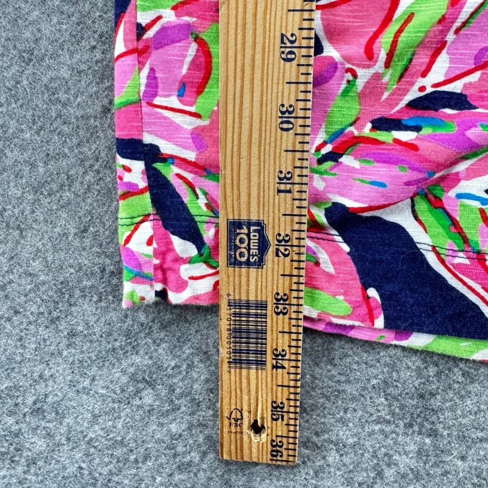 Lilly Pulitzer Cara In the Vias Mini Dress Size Small Pink Navy Palm Leaf Beach - Picture 9 of 10